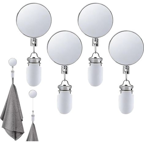 Selbstklebende Handtuchhaken (4er-set) Mit Automatischem Rückholmechanismus Und 65 Cm Langer, Einziehbarer Schnur. Kein Bohren Erforderlich. Ideal Für Geschirrtücher, Putzlappen, Schlüssel, Toiletten,