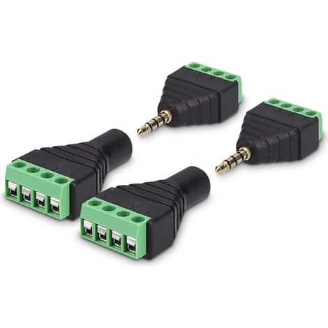 2 X 3,5-mm-klinkenstecker-adapter – Klemmenblock Mit 4-poligem Gewindeanschluss – Stereo-audioanschluss – Stecker Und Buchse Mit Schraubbefestigung