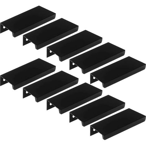Zolginah Set Mit 10 Schwarzen Griffen, Schwarze Möbelgriffe – Unsichtbare Griffe, Schwarze Küchenschrankgriffe, Möbelgriffe Aus Mattschwarzer Aluminiumlegierung, 64 Mm Lochabstand
