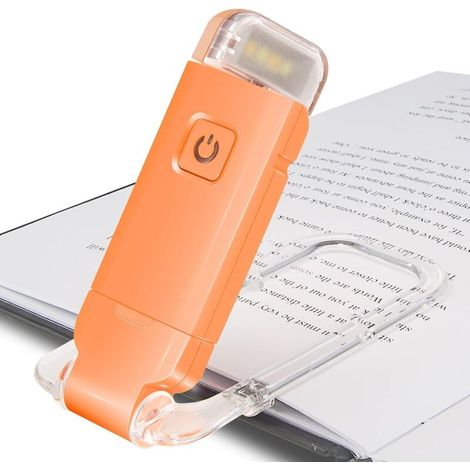 Wiederaufladbare, Orangefarbene Usb-leselampe Mit 3 Helligkeitsstufen Zum Schutz Der Augen, Flexibler Clip Zum Lesen Im Bett, Auf E-readern Und Auf Reisen