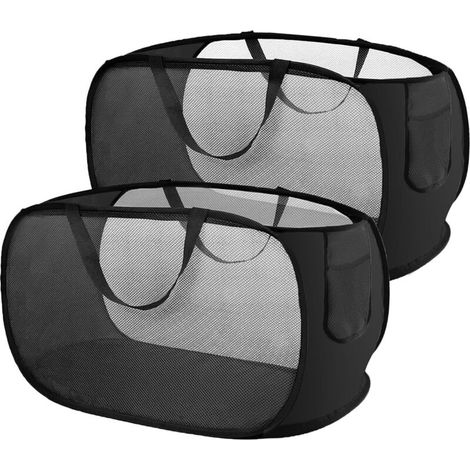 Zwei Zusammenklappbare Wäschekörbe, 75 Cm Schwarzer Horizontaler Wäschekorb