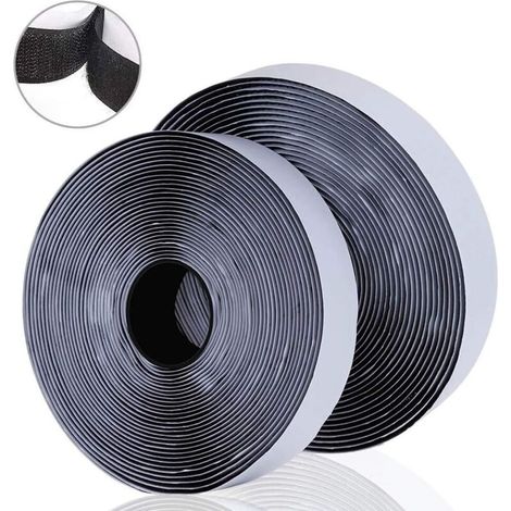 8 M Klettband, Selbstklebend, Für Moskitonetze, Fliegengitter, Bilderrahmen, Montage, Schwarz, 8 M X 2