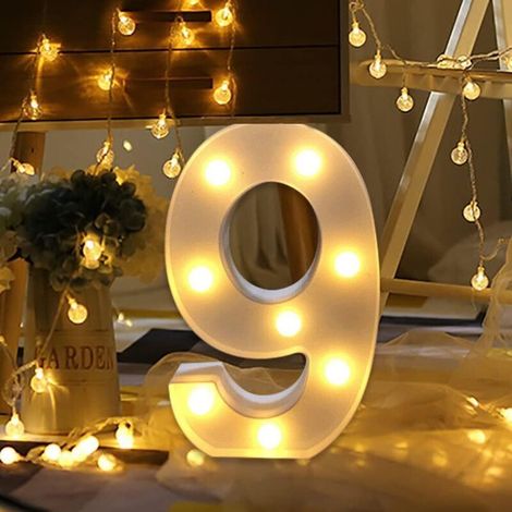 (9) Led-leuchtzahlen, Beleuchtetes Led-leuchtschild, Batteriebetrieben Für Hochzeitsfeiern, Partys, Ferienhäuser, Badezimmer, Bars Und Brautdekoration