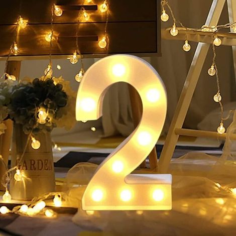 (2) Led-leuchtzahlen, Beleuchtetes Led-leuchtschild, Batteriebetrieben Für Hochzeitsfeiern, Partys, Ferienhäuser, Badezimmer, Bars Und Brautdekoration