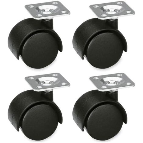 4er-set Möbelrollen 49 Mm Ohne Bremse - 50 Kg/rad, Stahlplatte Für Bürostühle Und Couchtische