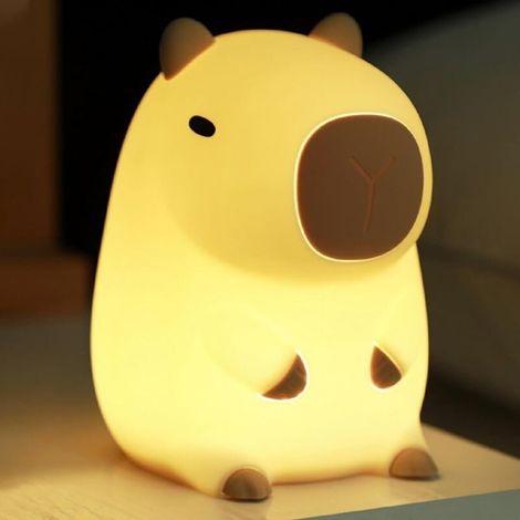 Capybara Kinder-nachtlicht Mit Timer Und Einstellbarer Helligkeit, Usb-wiederaufladbare Touch-lampe, Capybara Baby-nachttischlampe, Stilllampe Fürs Kinderzimmer