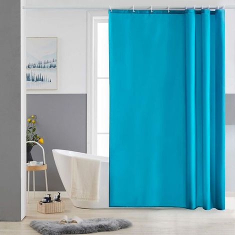 Zolginah Waschbarer, Schimmelresistenter Duschvorhang Aus Polyestergewebe, Klein, Wasserdicht, Türkis, Für Badewanne Oder Badezimmer, Mit 10 Haken, 150 X 180 Cm