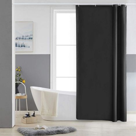 Zolginah Kleiner Schwarzer Duschvorhang, Wasserdicht Und Waschbar, Mit 8 Haken, Schimmelresistentes Polyestergewebe, Duschvorhang 120 X 180 Cm Für Badezimmer