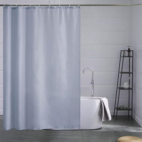 Zolginah Anti-schimmel Duschvorhang, Wasserdichtes Polyestergewebe, Waschbarer Textil-badevorhang Für Badezimmer, 12 Duschvorhanghaken, Blau-grau, 180x180cm.