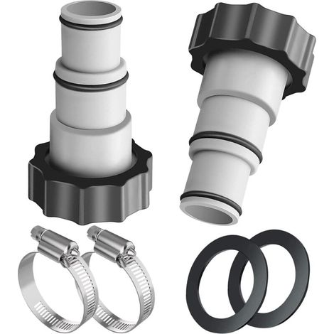 Lntyq 2-teiliger Poolschlauchadapter, Poolschlauchadapter Für Pumpe, Pooladapter Mit Dichtungsring + Schlauchschellen, Anschluss Für Poolschläuche Ø 32 Und 38 Mm