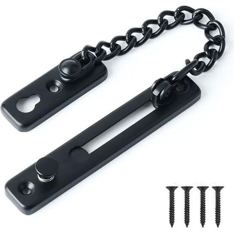 Lntyq Sicherheitstürkette, Schmaler Türbegrenzer, Diebstahlsicherung Mit Feder Und Schrauben Für Innentüren, Mattschwarze Edelstahl-oberfläche