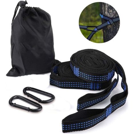 Hängematten-befestigungsset, Baumschaukel-set, 2,8 M X 2,5 Cm, Max. 500 Kg, 14 Schlaufen, 2 Karabinerhaken, Für Camping, Wandern, Outdoor-aktivitäten Und Reisen