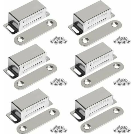 Lntyq Möbeltürmagnete, Leistungsstarke 10 Kg Edelstahlmagnete Für Schranktüren (6er-pack, Inklusive Edelstahlschrauben)