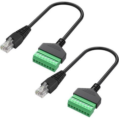 2er-pack Rj45-stecker (8-polig, 8-c) Auf 8-polige Buchse (schraubanschluss) Für Ethernet-netzwerke, Steckbar, Für Av, Cctv, Utp, Dvr, Cat5, Cat6, Cat7