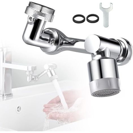 1080°-wasserhahn-luftsprudler, Küchen-/badarmatur-brausekopf Mit 2 Strahlarten, Aus Massivem Messing (chrom).