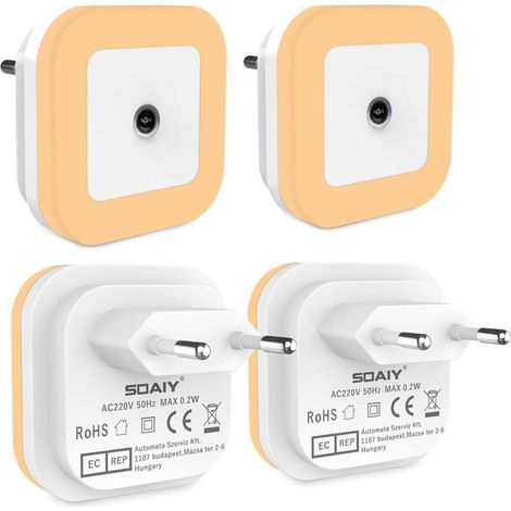 Zolginah 4 Stück 0,5w Automatisches Led-nachtlicht/nachtlampe Mit Lichtsensor Für Kinderzimmer/toilette/eingang/treppe/flur/durchgang (warmweißes Licht)