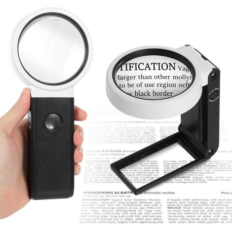 Beleuchtete Lupe Mit Klappständer, 6-fache/25-fache Vergrößerung Zum Lesen, Prüfen, Für Schmuckarbeiten, Hobbys Und Bastelarbeiten