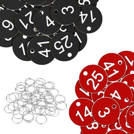 50 Nummerierte Kunststoffanhänger, Zwei Gruppen (1 Bis 25) Mit Schlüsselanhängern, Nummerierte Anhänger Mit Ringen, Für Hotels, Schulen, Büros, Umkleideräume, Gepäck, Taschen, Studentenwohnheime Und R