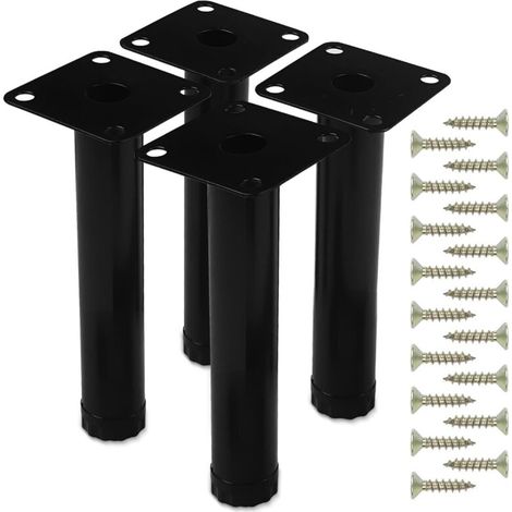 4 Stück 15 Cm Möbelfüße, Mit 18 Verstellbaren Schrauben, Schwarze Metall-couchtischbeine, Höhenverstellbare Füße Für Möbel, Sofa, Schreibtisch, Küche, Schränke
