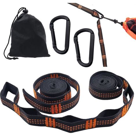 2-teiliges Hängematten-befestigungsset (2 M X 2,5 Cm) Mit 2 Karabinern Und Tragetasche, Tragkraft 300 Kg, Ideal Für Outdoor-aktivitäten Wie Wandern, Camping, Schaukeln Und Hängesitzen.