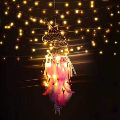 Einhorn-traumfängerlampe, Feder-traumfänger, Dekoration Fürs Mädchenzimmer