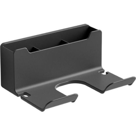 Nicht Perforierter Haartrocknerhalter Mit Haken Und Korb Mit Haartrocknerkabelhalterung - Selbstklebender Haartrocknerhalter Zur Wandmontage (schwarz)