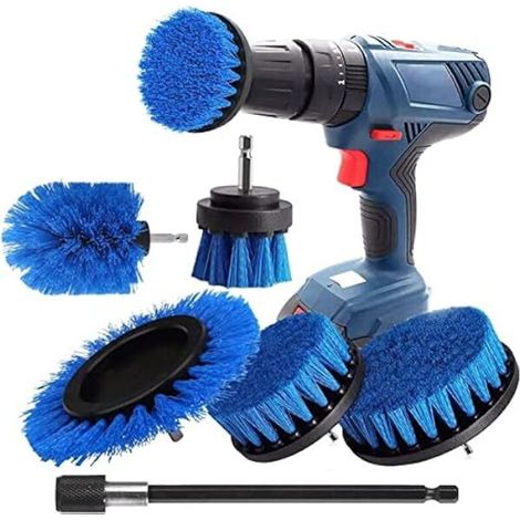 Zolginah 6-teiliges Reinigungsbürsten-set Für Bohrmaschinen, Geeignet Für Autobohrmaschinen, Fliesen, Teppiche, Badewannen, Küchen Und Toiletten, Blau
