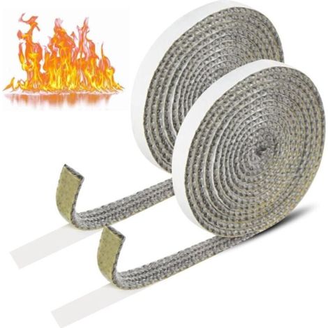 Cyslmuk – Hochtemperatur-selbstklebe-dichtungsstreifen 2 Mm X 10 Mm – 2 Glasfaserrollen – Hitzebeständig Bis 500 °c – Für Öfen Und Kamine – 2 Mm X 10 Mm X 2 M