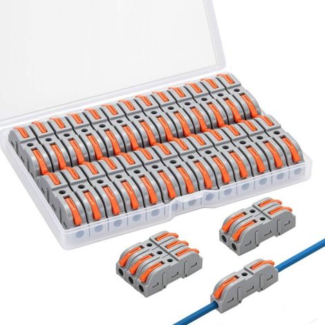 Zolginah Schnellverbinder Mit Hebel, Automatische Anschlussklemmen, 1-adrig, 2-fach Kombinierbar, 34-teiliges Sortiment