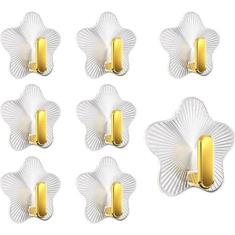 Lntyq 8 Stück Transparente, Selbstklebende Haken, Max. 5 Kg Tragkraft, Selbstklebende Sternhaken Für Wände, Bad, Küche, Decke, Tür, Handtuchhalter
