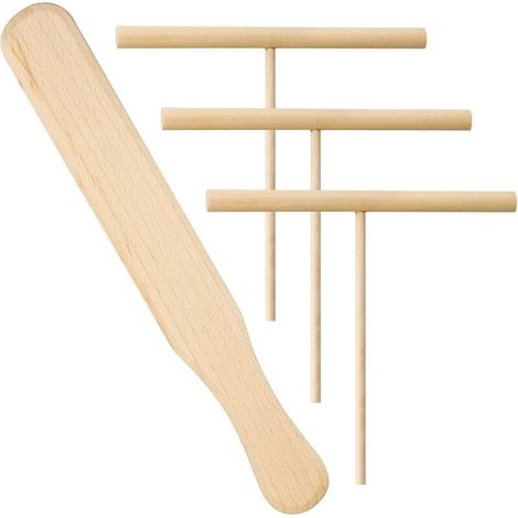 Csparkv 1 Set, Crêpes: 1 Crêpe-spatel Aus Holz Und 3 Crêpe-rechen, Crêpe-verteiler, Crêpe-maker-kochwerkzeug