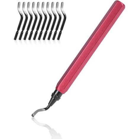 (rot) Manuelles Entgratungswerkzeug, 1 Metallgriff + 11 Klingen Bs1010 Hss 360° Drehbare Metall-entgratungsklingen Für 3d-druckrohre