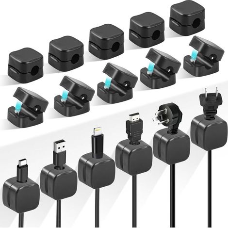 Magnetische Kabelclips, 16-teiliger Magnetischer Kabelorganizer, Kabelhalter Mit Selbstklebender Rückseite, Kabelaufbewahrungsclips Für Den Schreibtisch, Kabelclips