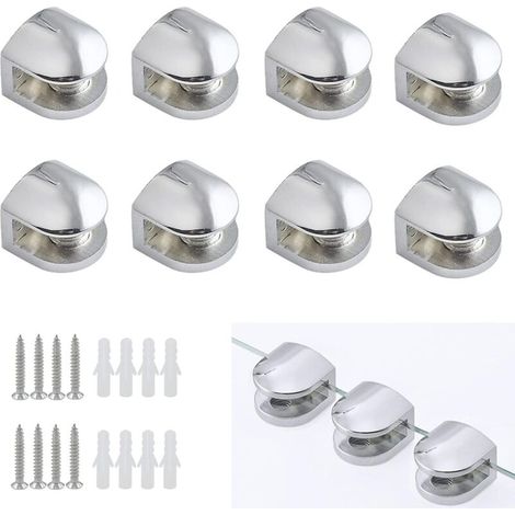 Zolginah 8-teiliges Glasklemmen-set, Verstellbare Glasklemmen Aus Zinklegierung, Regalbodenhalterung Für 5–8 Mm Dicke Regalböden, Silber