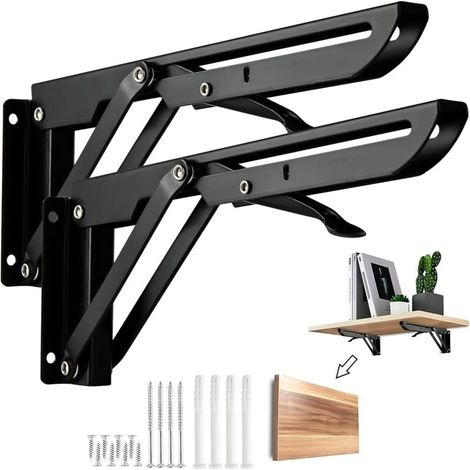 Zolginah Set Mit 2 Regalträgern 300 Mm, Klappbare Konsolenhalterung, Robuste, Klappbare Metallregalträger Für Wandregale, 50 Kg
