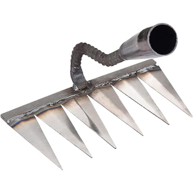 Stoppelrechen Metall-Handrechen für Gartenarbeit, Unkrautjäten, robuster Metallzahnrechen, Unkrautrechen, Oberflächenrechen, Steine, Kies,