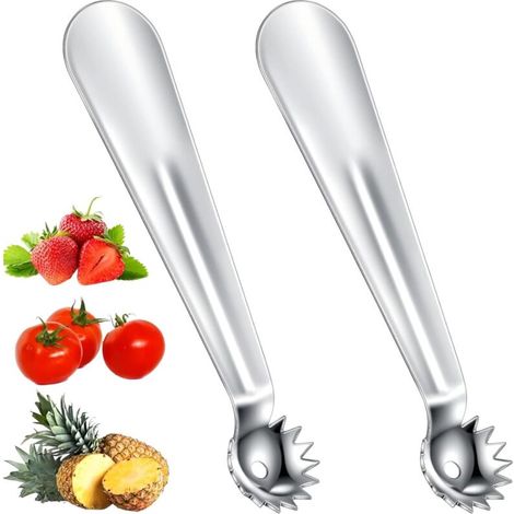 Lntyq 2-teiliges Set Tomatenentsteiner Aus Edelstahl, Multifunktionaler Pariser Löffel Für Erdbeeren, Obst- Und Gemüseentkerner, Küchenutensilien Mit Ergonomischem Griff Für Tomaten, Erdbeeren Usw.