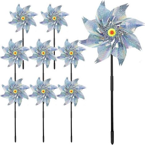 9-teiliges Set Reflektierender Vogelschutz-windmühlen, Reflektierender Vogelschutz, Windmühlen Für Den Garten, Dekorative Gartendekoration Zum Schutz Von Garten, Obstgarten, Hof Und Dach.