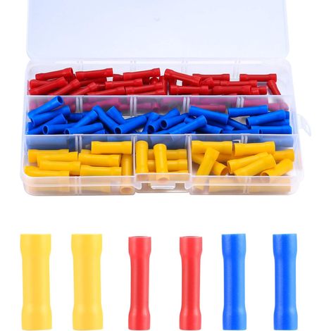 – Packung Mit 120 Crimp-elektroklemmen – Isolierende, Verzinnte Kupferverbinder – Farben: Blau, Rot, Gelb Zur Einfachen Identifizierung