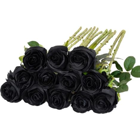 Zolginah Set Mit 12 Künstlichen Seidenrosen Für Hochzeitsfeierdekoration (schwarz)