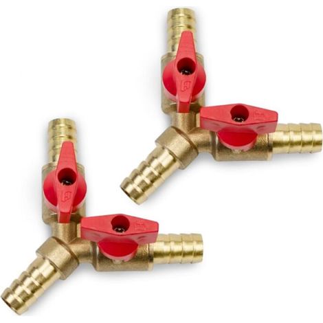 Set Aus 2 Messing-3-wege-kugelhähnen, Y-stücken Mit 2 Schaltern – Für Präzises Absperren.