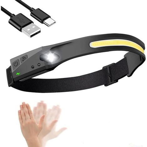 Zolginah Led-stirnlampe, Usb-aufladbar, Wasserdicht, Cob Xpe, Stirnlampe Mit Intelligentem Sensormodus Für Angeln, Camping, Radfahren Und Laufen