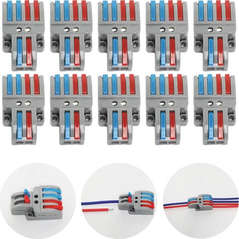 – Packung Mit 10 Automatischen Elektrischen Anschlussklemmen – Flammhemmendes Nylon Pa66 – 2 Eingänge, 4 Ausgänge – Kompatibel Mit 0,08 Bis 4 Mm²