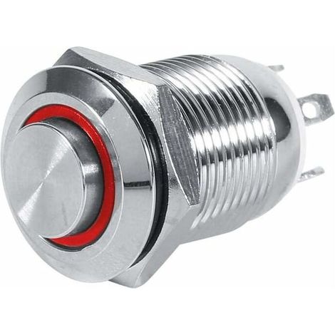 12-mm-led-kfz-drucktaster, 1-öffner, Wasserdichter, Runder Metall-drucktaster, 4 Stück, Rot