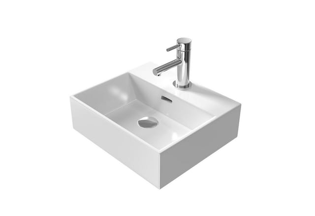 Emke - Waschbecken Aufsatzwaschbecken Hängewaschbecken für Badezimmer Gäste wc 41.5 x 36 x 13 cm Bad Wandwaschbecken Waschtisch Weiß