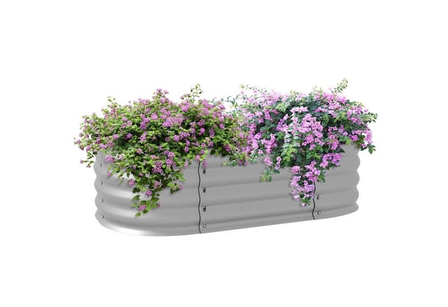 Outsunny - Hochbeet Metall, Pflanzkasten, Gemüsebeet, diy Blumenkasten mit offenem Boden, Kräuterbeet für Garten, Balkon, Silber 105 x 62 x 30 cm