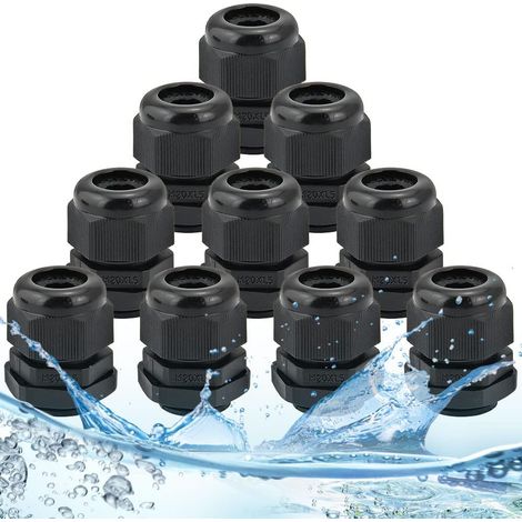 – Packung Mit 10 Wasserdichten Kabelverschraubungen Aus Nylon (schutzart Ip68) – M20 X 15 – Für Kabel Von 6 Bis 12 Mm² – Korrosions- Und Stoßfest – 10 Stück
