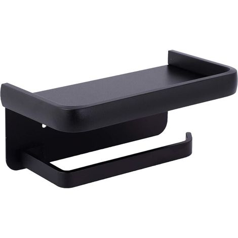 Wandmontierter Toilettenpapierhalter Aus Aluminium Mit Ablagefach, Schwarz