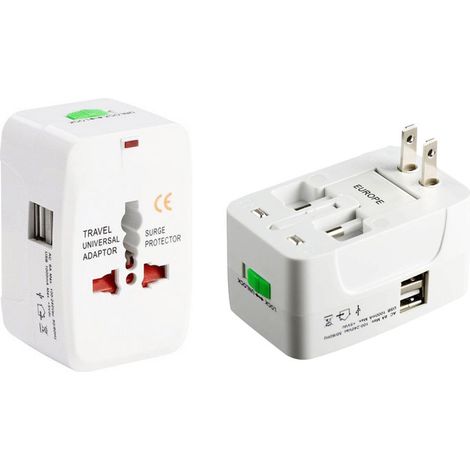 – Universeller Reiseadapter – 4 Steckdosen (uk/us/aus/eu) – 2 Usb-anschlüsse – Spannung: 110–240 V – Lädt Bis Zu 5 Geräte Gleichzeitig