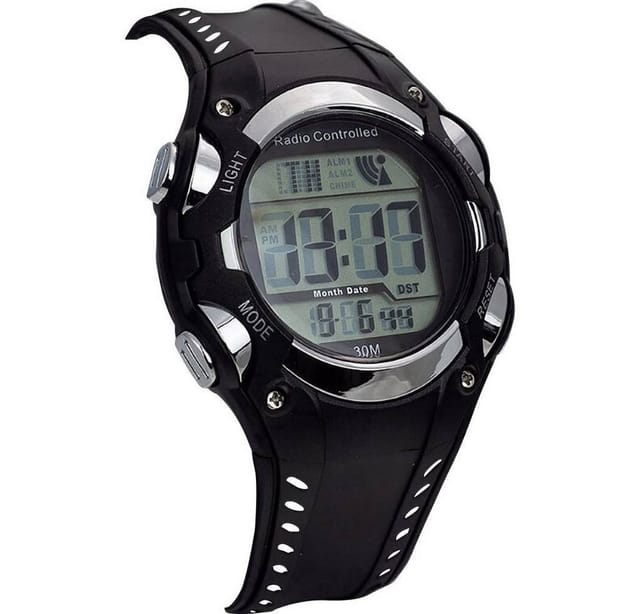 Eurotime - Funk Armbanduhr 1681987 (ø x h) 40 mm x 16 mm Schwarz/Silber Gehäusematerial=Kunststoff Mat